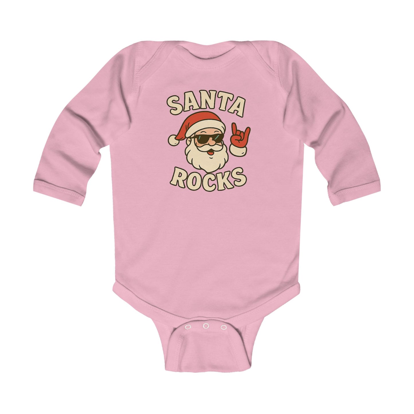 Infant Bodysuit — 'Santa Rocks' Cute Rocker Santa Baby Onesie, Christmas Holiday Outfit