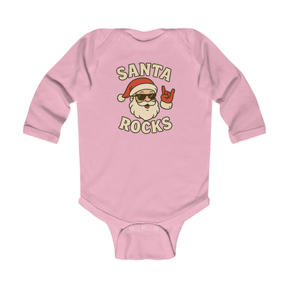 Infant Bodysuit — 'Santa Rocks' Cute Rocker Santa Baby Onesie, Christmas Holiday Outfit