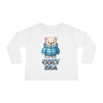 Cozy Era Toddler Long Sleeve Tee — Cute Bear in Puffer Jacket