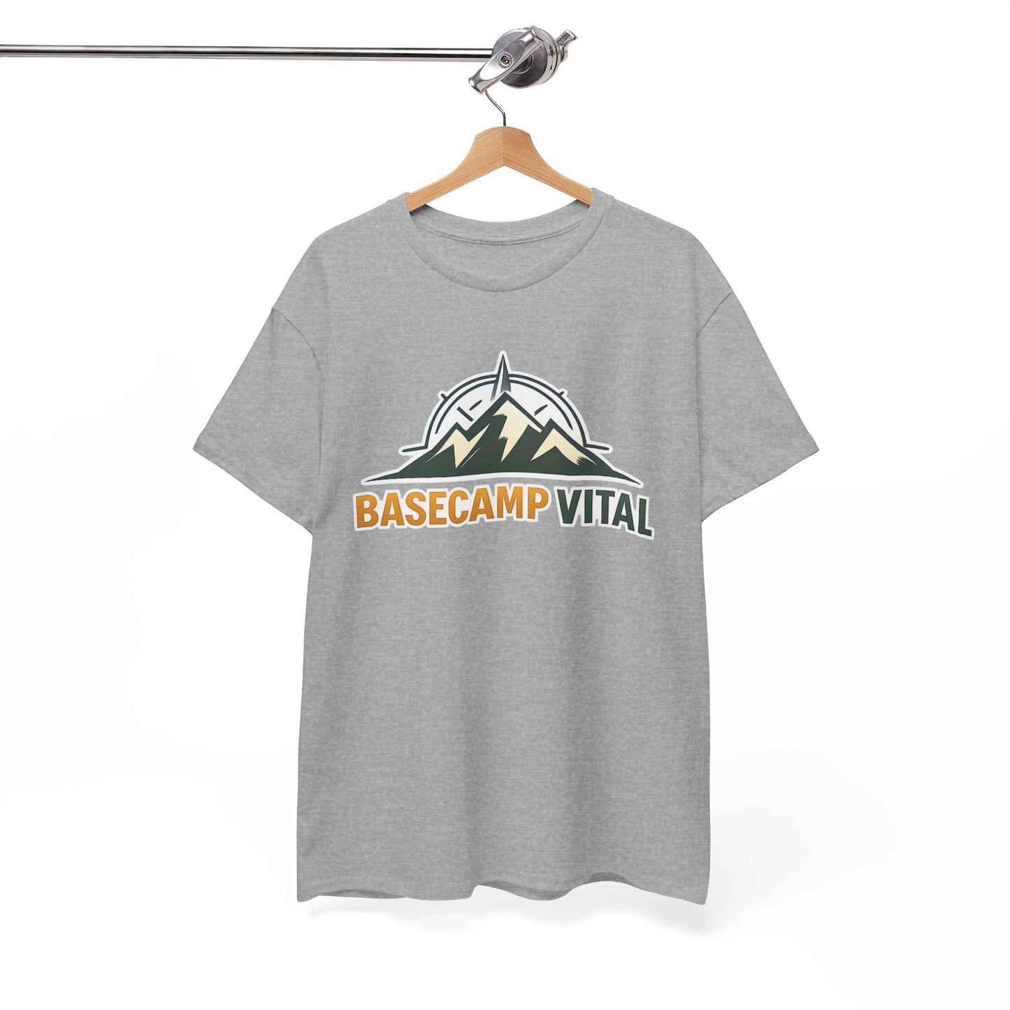 Base Camp Vital Mountain Compass Crewneck T-Shirt | Outdoor Hiking Graphic Tee | Midweight Cotton Trail Shirt (free shipping)