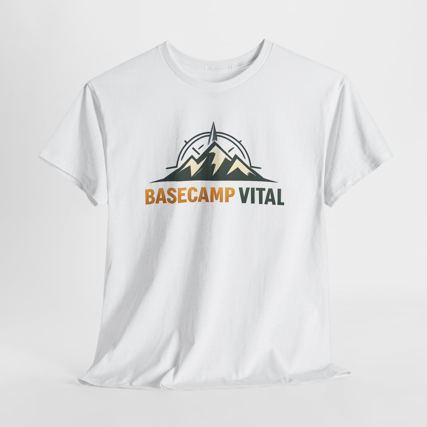Base Camp Vital Mountain Compass Crewneck T-Shirt | Outdoor Hiking Graphic Tee | Midweight Cotton Trail Shirt (free shipping)