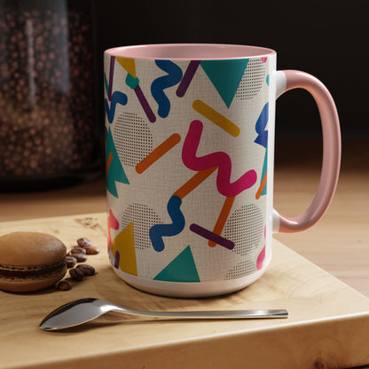 Retro Memphis Pattern Coffee Mug — 11/15oz Accent Ceramic Mug