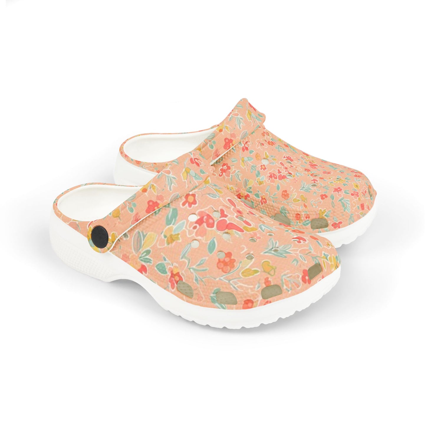Kids Floral EVA Foam Clogs — Pink Watercolor Flower Slip-On Sandals