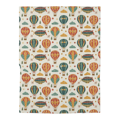 Boho-Vintage Hot Air Balloon Baby Swaddle Blanket – Soft Nursery Wrap