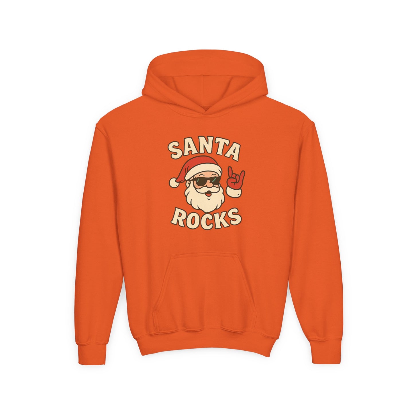 Youth Hoodie — "Santa Rocks" Cool Santa Christmas Sweatshirt
