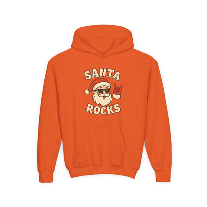 Youth Hoodie — "Santa Rocks" Cool Santa Christmas Sweatshirt