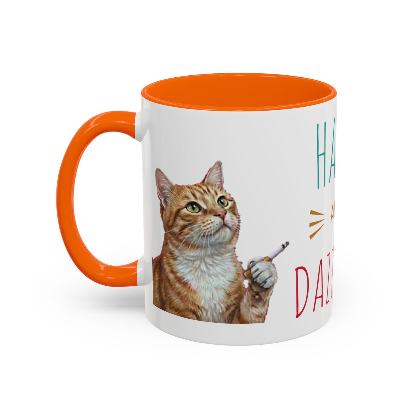 Happy and Dazzling Smoking Cat Coffee Mug — Cute Ginger Cat Accent Mug (11/15oz) (free shipping)