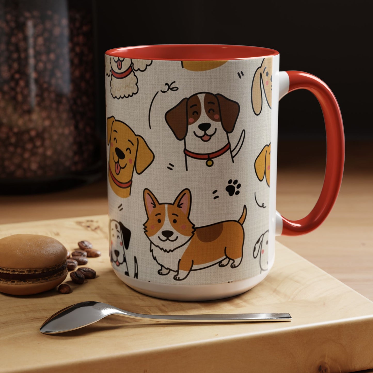 Cute Dog Pattern Accent Coffee Mug – Cute Cartoon Puppies 11/15oz