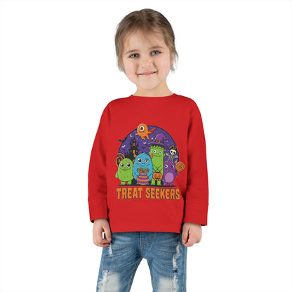 Toddler Halloween Long Sleeve Tee - Cute Treat Seekers Graphic, Kids Halloween Shirt, Trick-or-Treat Top, Fall Celebration Clothes