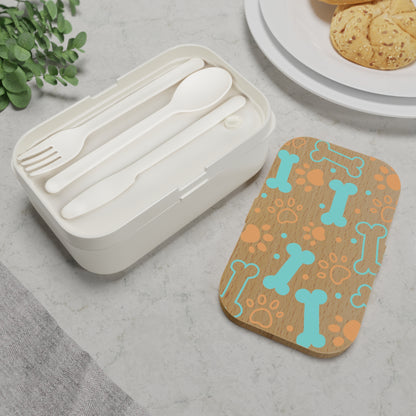 Pet-Themed Bento Lunch Box for Dog Lovers - Fun Bone & Paw Design