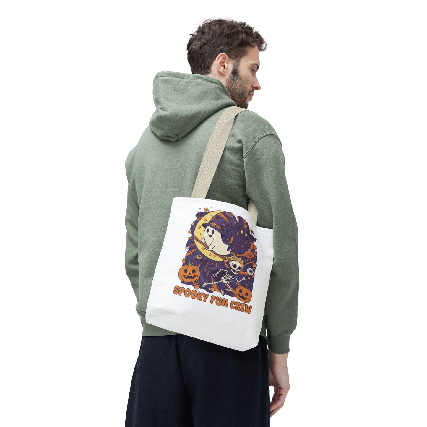 Spooky Fun Crew Halloween Tote Bag, Trick or Treat Bag, Haunted House Accessory, Fall Gift, Party Favor