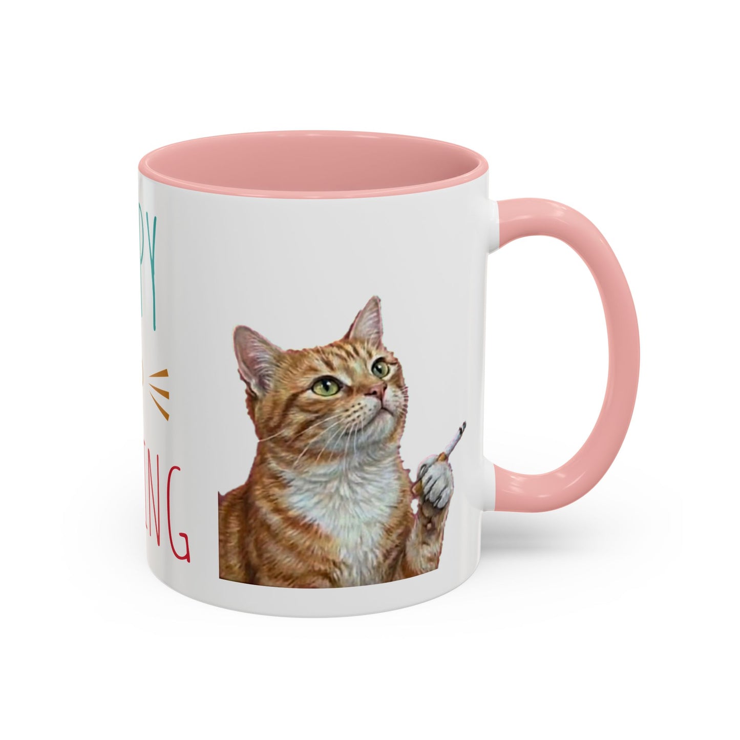 Happy and Dazzling Smoking Cat Coffee Mug — Cute Ginger Cat Accent Mug (11/15oz) (free shipping)