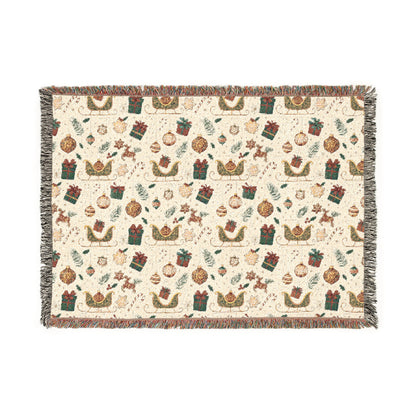 Christmas pattern themed Woven Blanket - holiday blanket (free shipping)