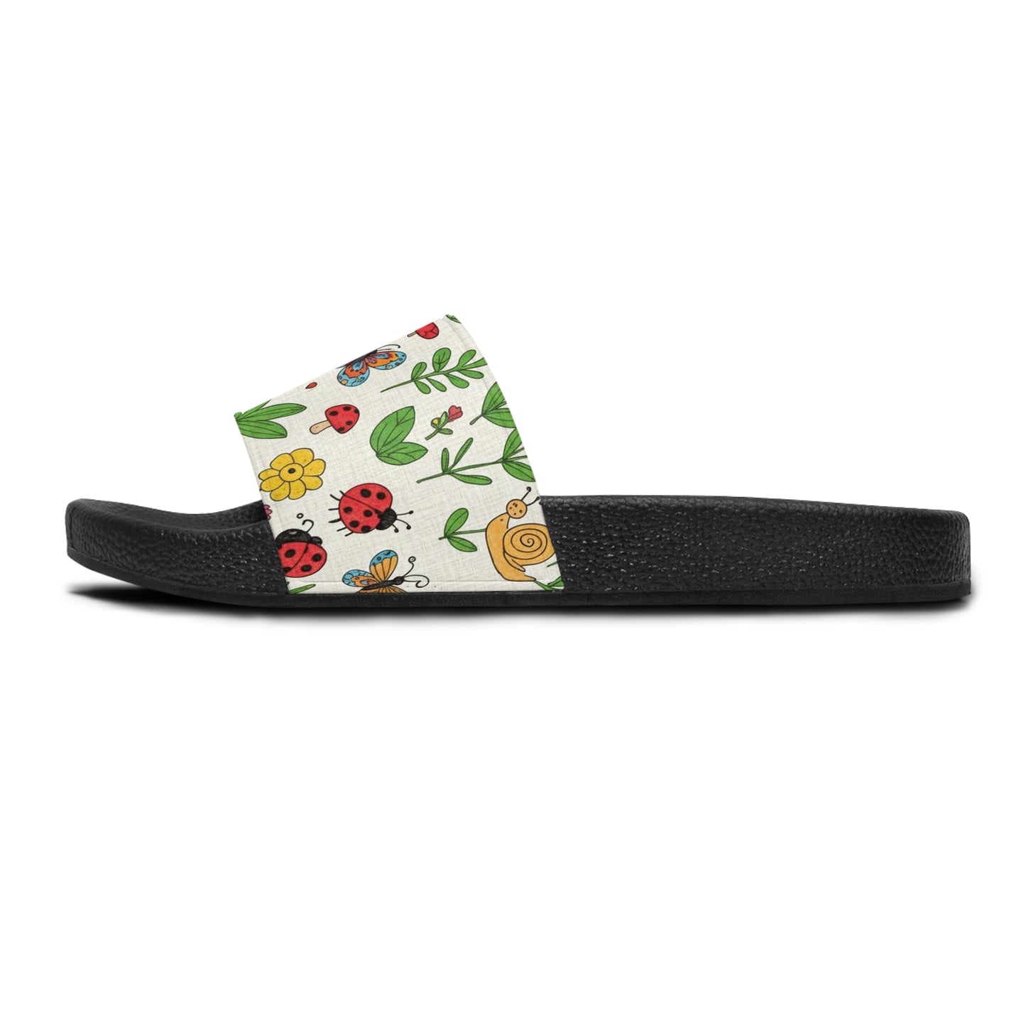 Women's Slide Sandals Garden Critter Doodles / Bugs & Blooms