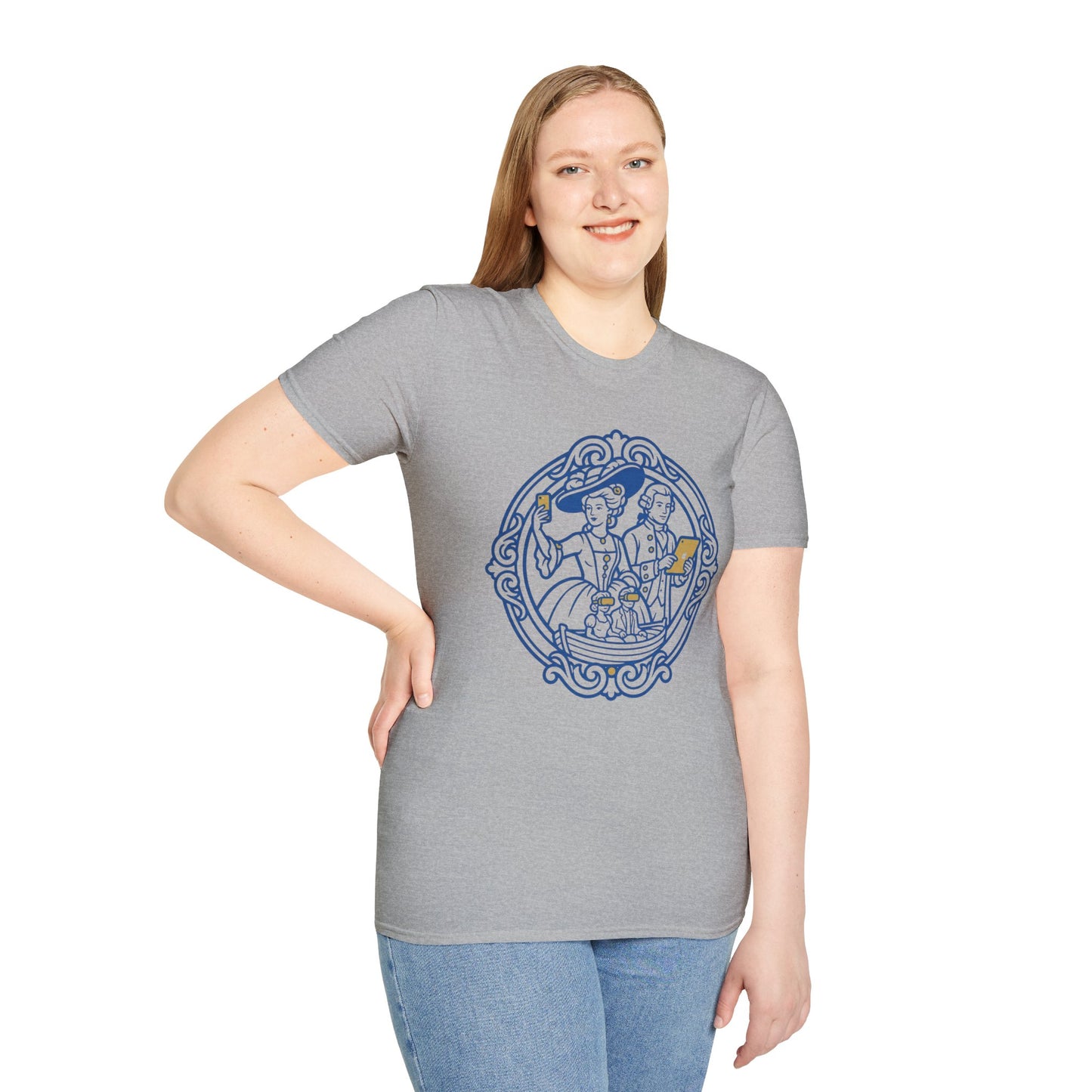 Rococo Smartphone Toile - Captain & First Mate Nautical Crew T-Shirt — Vintage Ship Wheel Illustration
