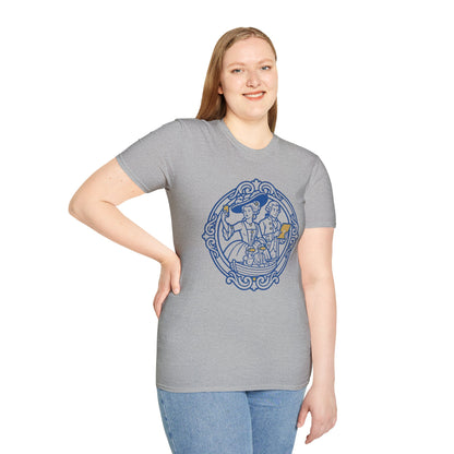 Rococo Smartphone Toile - Captain & First Mate Nautical Crew T-Shirt — Vintage Ship Wheel Illustration