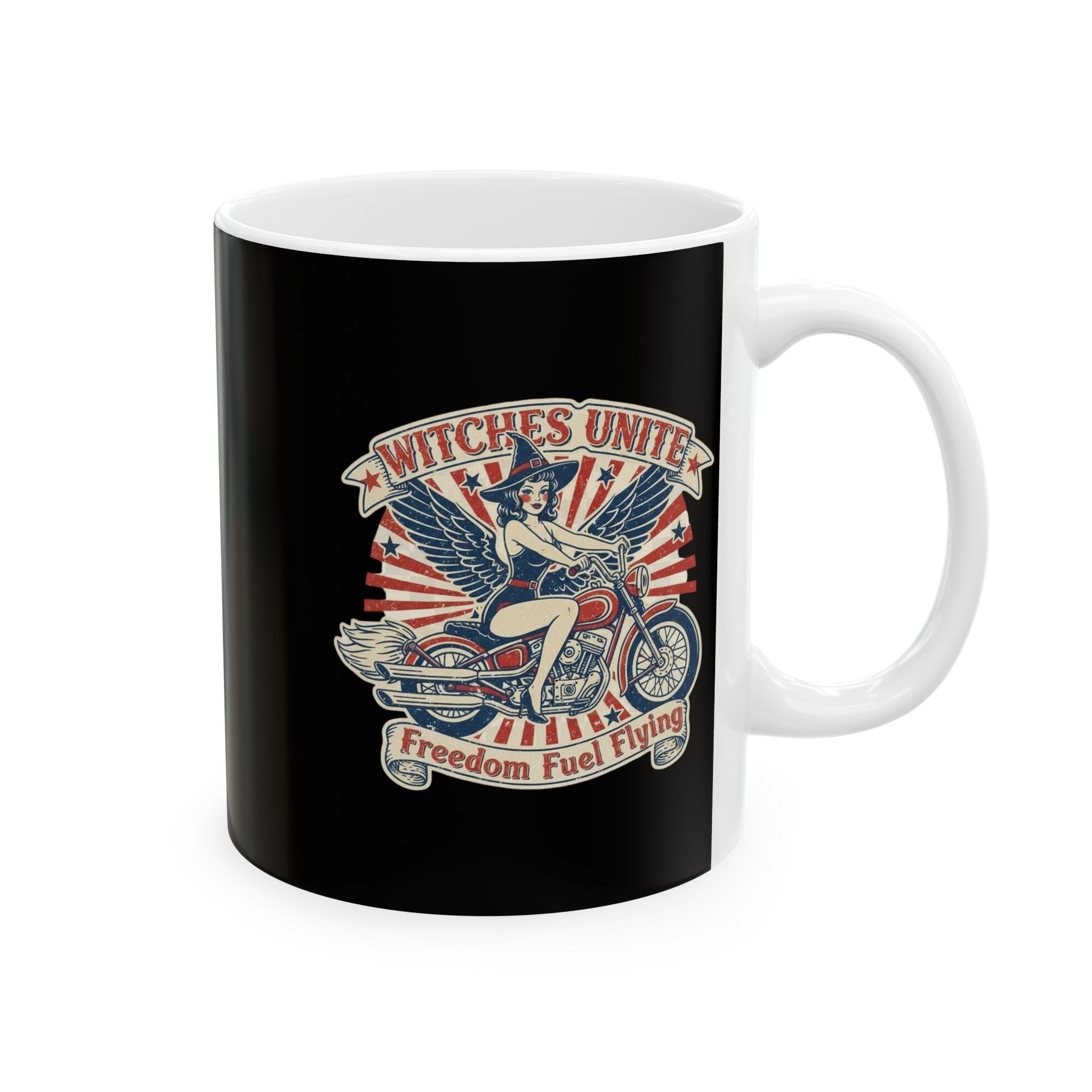 Vintage Freedom Rider Ceramic Mug - Perfect for Bikers, Gifts for Him/Her, Coffee Lovers, Independence Day Decor, Home Office