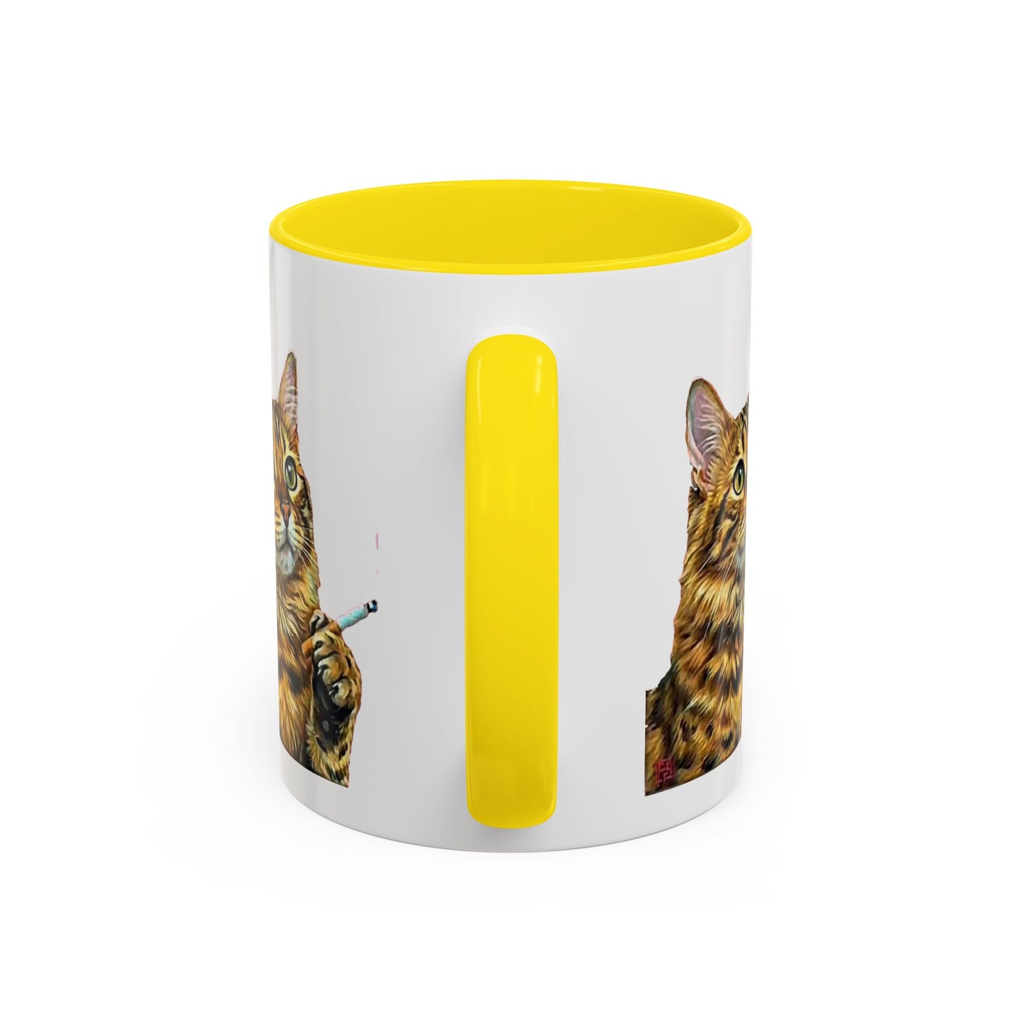 Happy and Dazzling smoking Cat Coffee Mug- cat smoking cigarette- funny (free shipping)