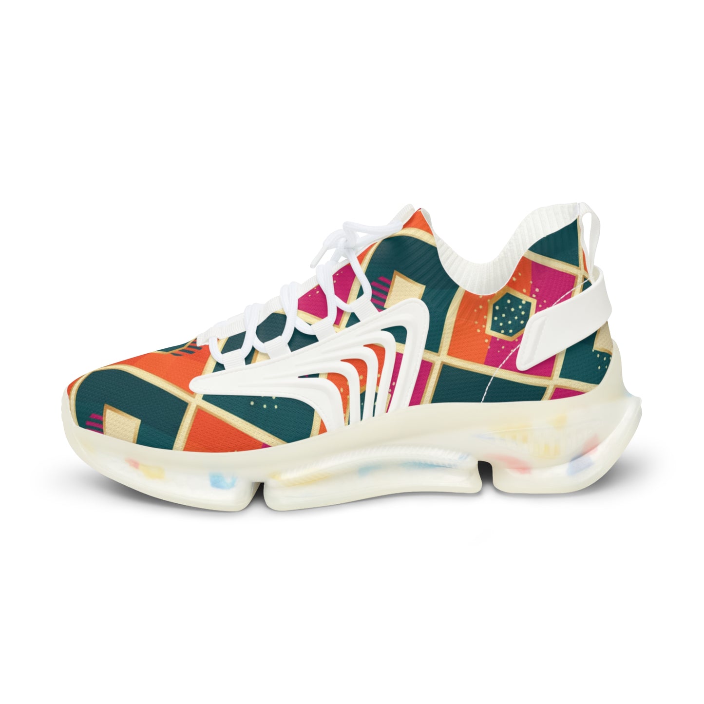 Men's Mesh Sneakers — Colorful Geometric Pattern Athletic Shoes (free shipping)