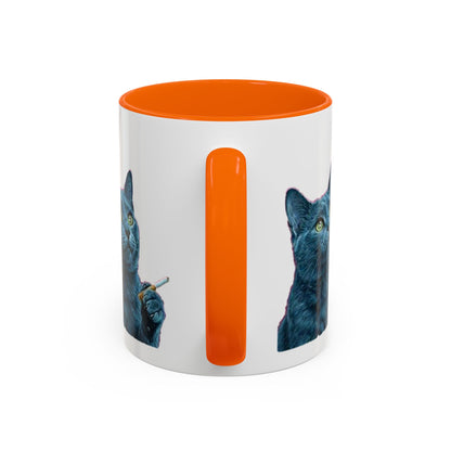 Happy and dazzling smoking cat Coffee Mug — "Happy and Dazzling" Cat Accent Mug (11/15oz) (free shipping)