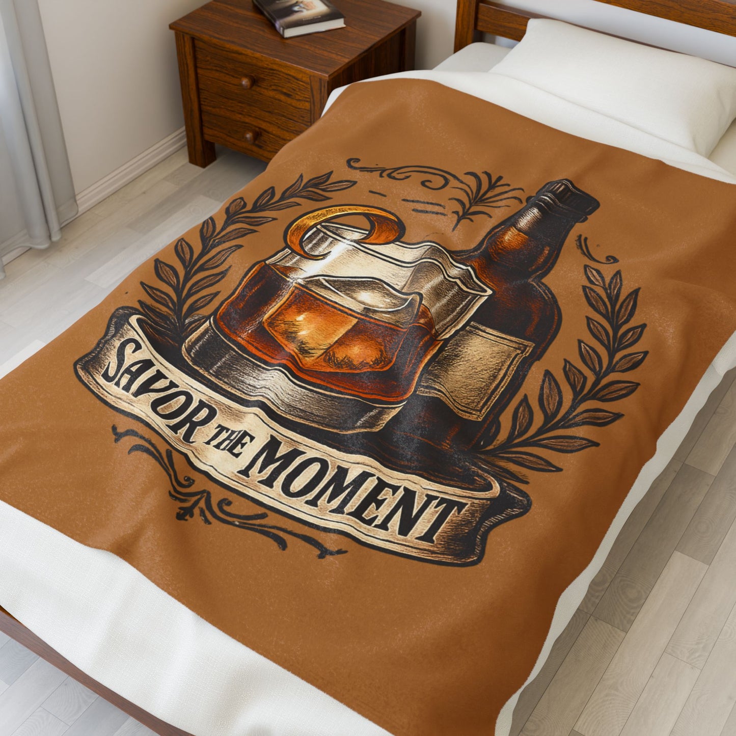 Whiskey 'Savor the Moment' Velveteen Plush Blanket