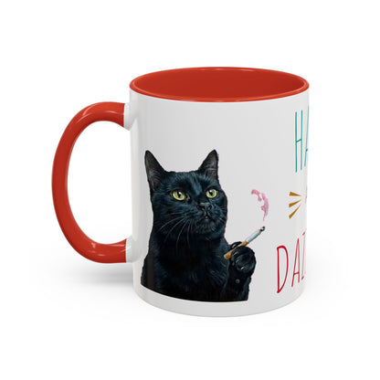 Happy and Dazzling smoking cat Cat Accent Coffee Mug — Cute Black Cat Coffee Cup (11/15oz) (free shipping)