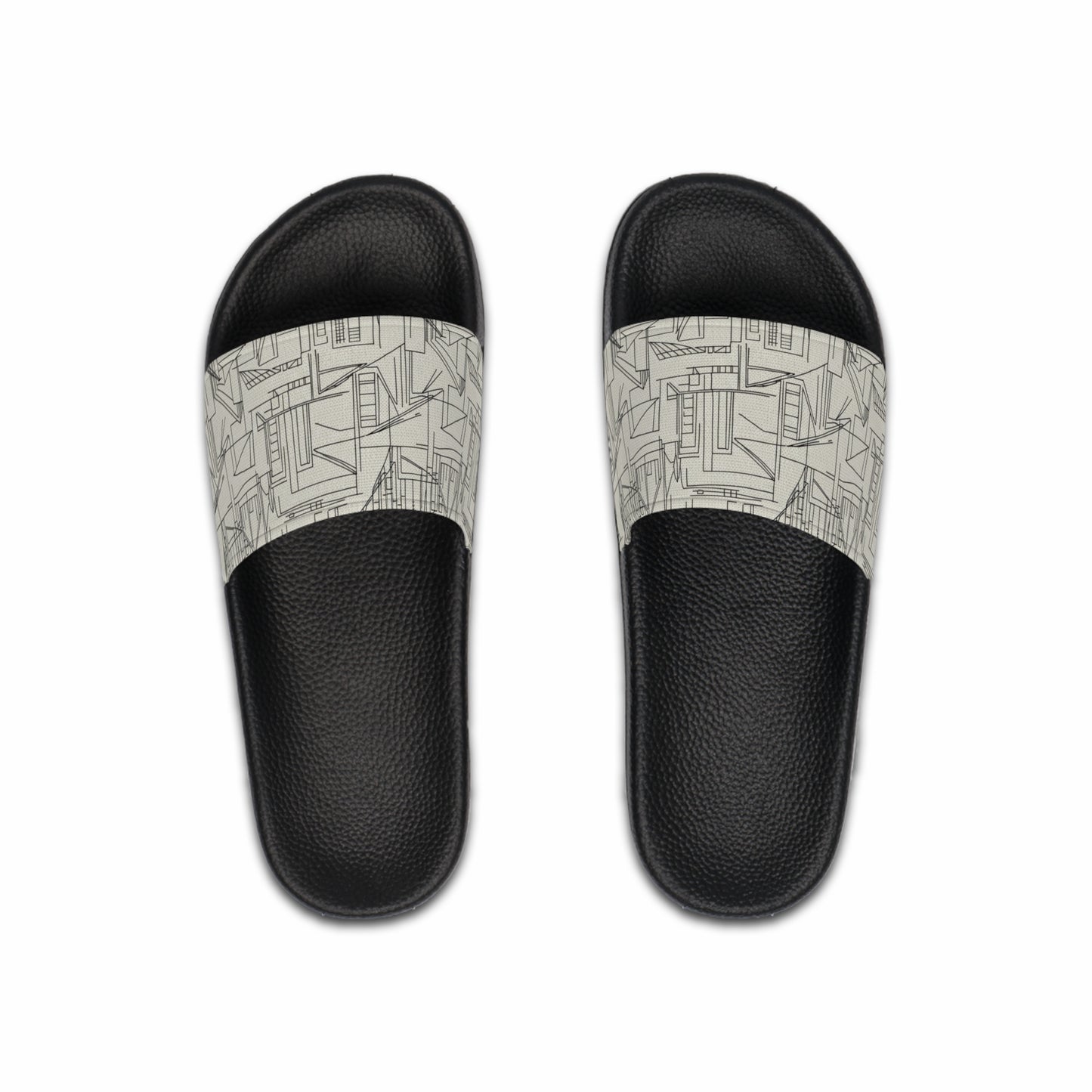 Men's Slide Sandals Urban Sketch / Architectural Line Art