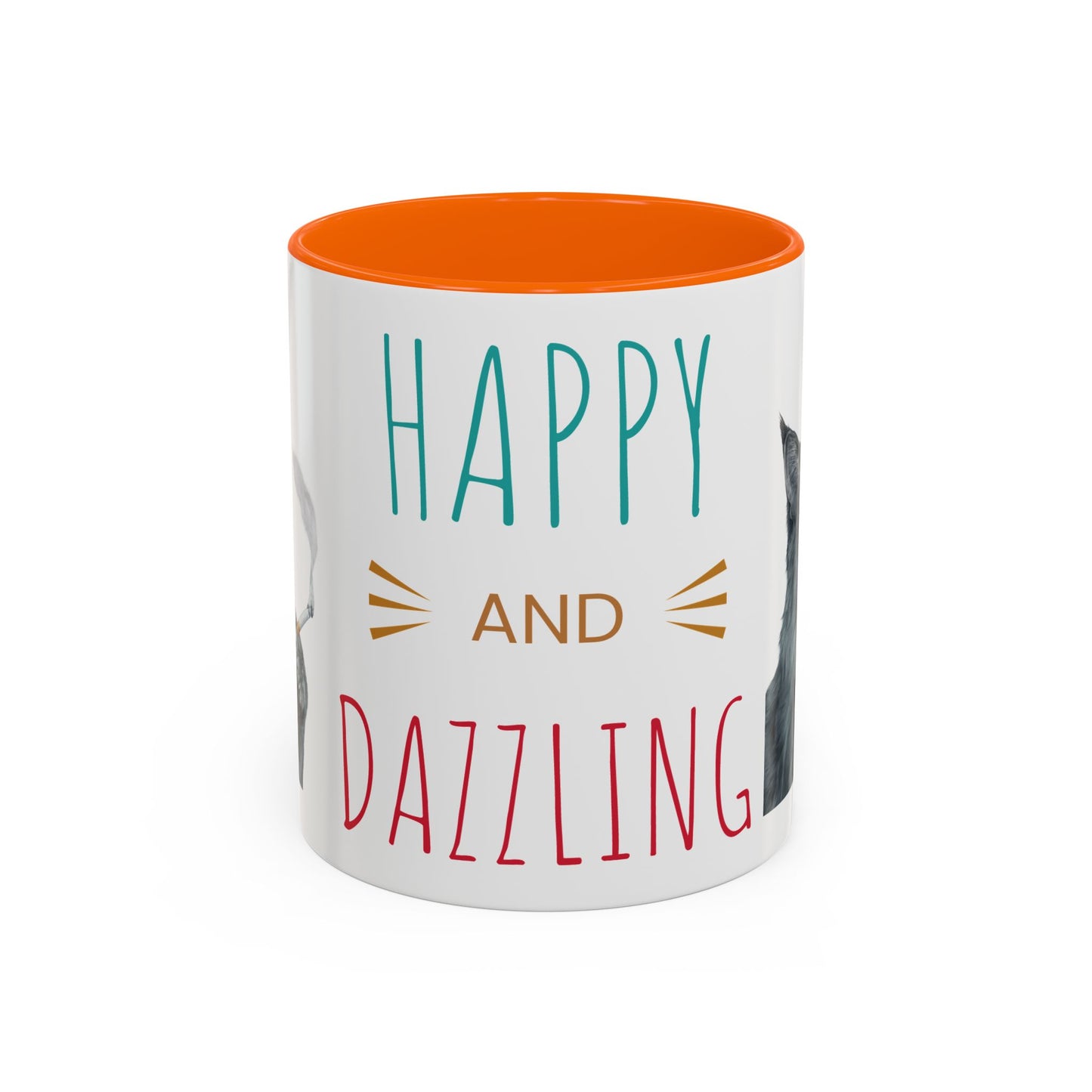 Happy and Dazzling smoking Cat Coffee Mug — Cute Cat smoking a cigarette Illustration Accent Mug (11/15 oz) (free shipping)