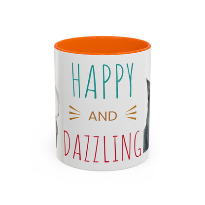 Happy and Dazzling smoking Cat Coffee Mug — Cute Cat smoking a cigarette Illustration Accent Mug (11/15 oz) (free shipping)