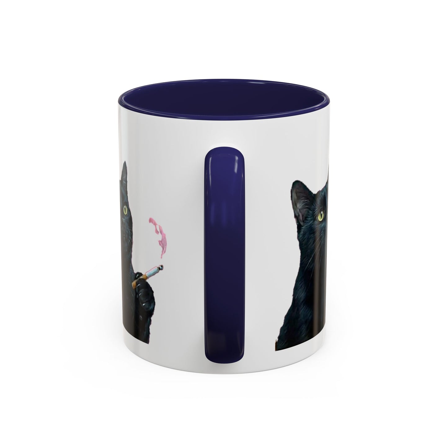 Happy and Dazzling smoking cat Cat Accent Coffee Mug — Cute Black Cat Coffee Cup (11/15oz) (free shipping)