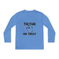 TikTok Halloween Long Sleeve Tee, Youth Costume Shirt, Spooky Apparel, Trick or Treat Top, Youth Ghost Halloween Shirt