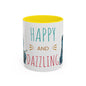 Happy and Dazzling Accent Coffee Mug — Cute Cat Art, Motivational Tea & Coffee Cup (free shipping)