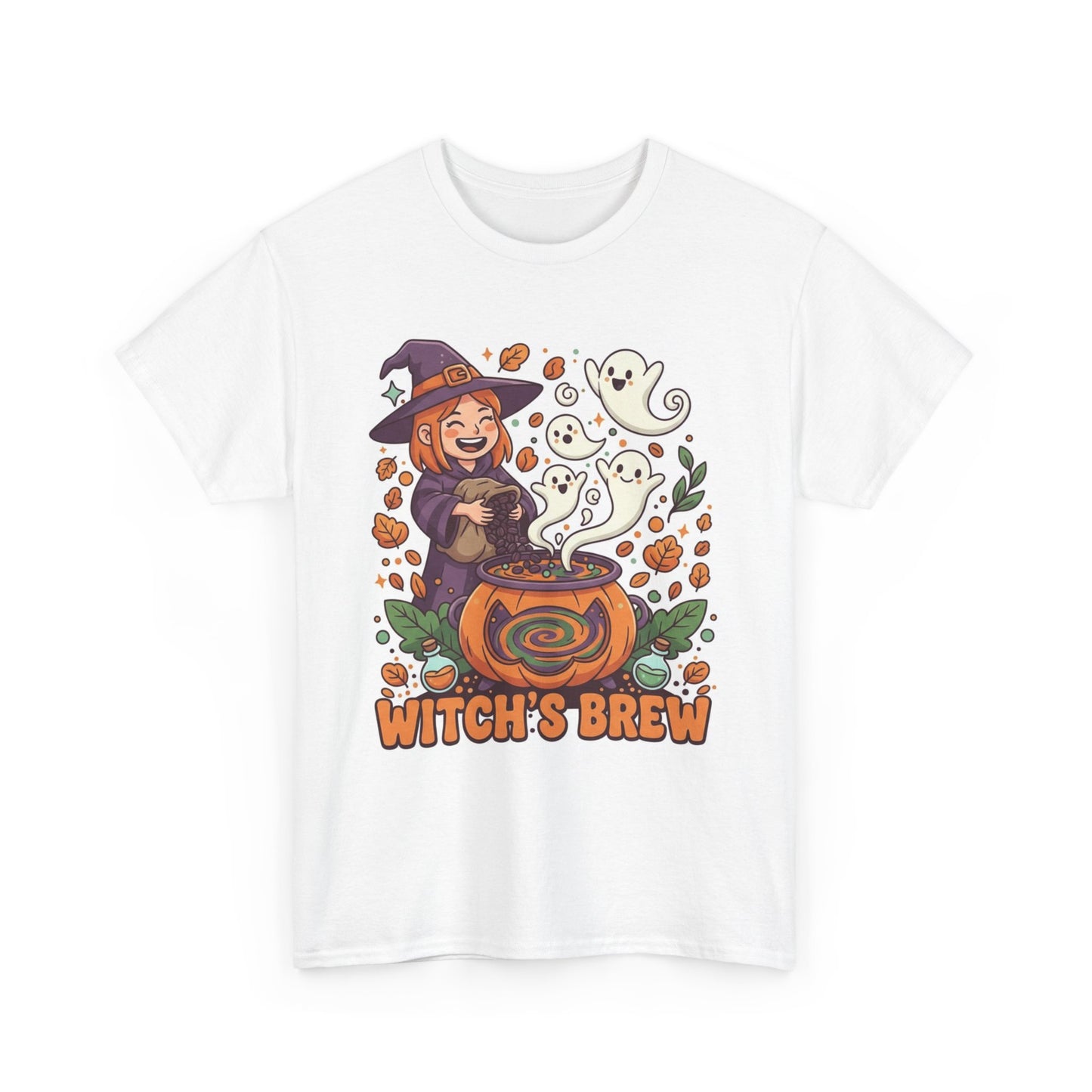 Witches brew Halloween theme Cotton Tee, Halloween T-Shirt, Skeleton Graphic Tee, Fall Outfit, Coffee Lover Gift, Costume Party Tee