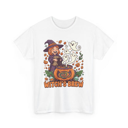 Witches brew Halloween theme Cotton Tee, Halloween T-Shirt, Skeleton Graphic Tee, Fall Outfit, Coffee Lover Gift, Costume Party Tee