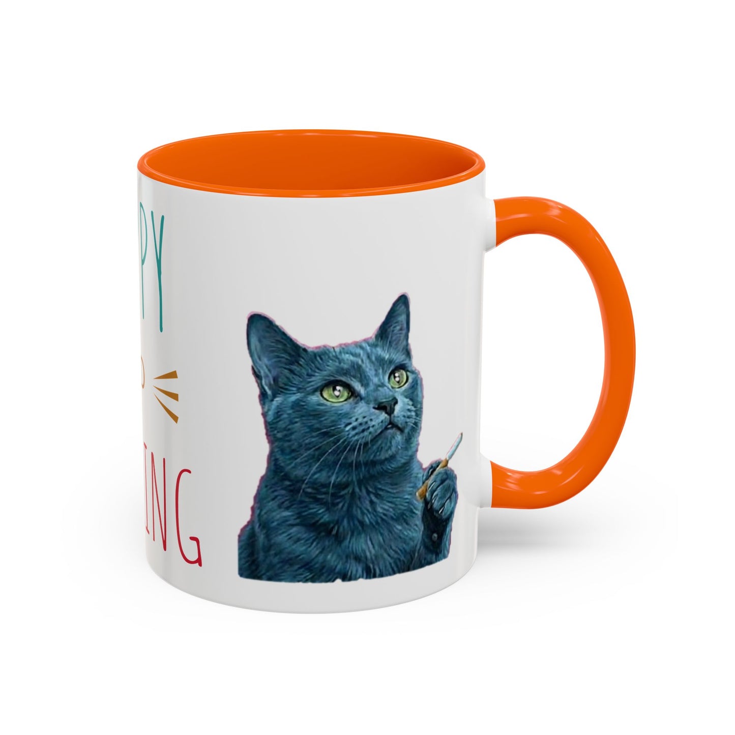 Happy and dazzling smoking cat Coffee Mug — "Happy and Dazzling" Cat Accent Mug (11/15oz) (free shipping)