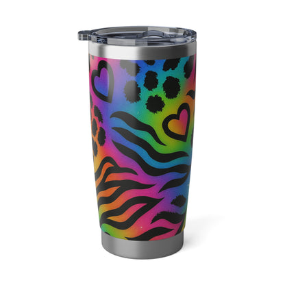 Rainbow Animal Print 20oz Tumbler - Neon Leopard & Zebra Travel Mug