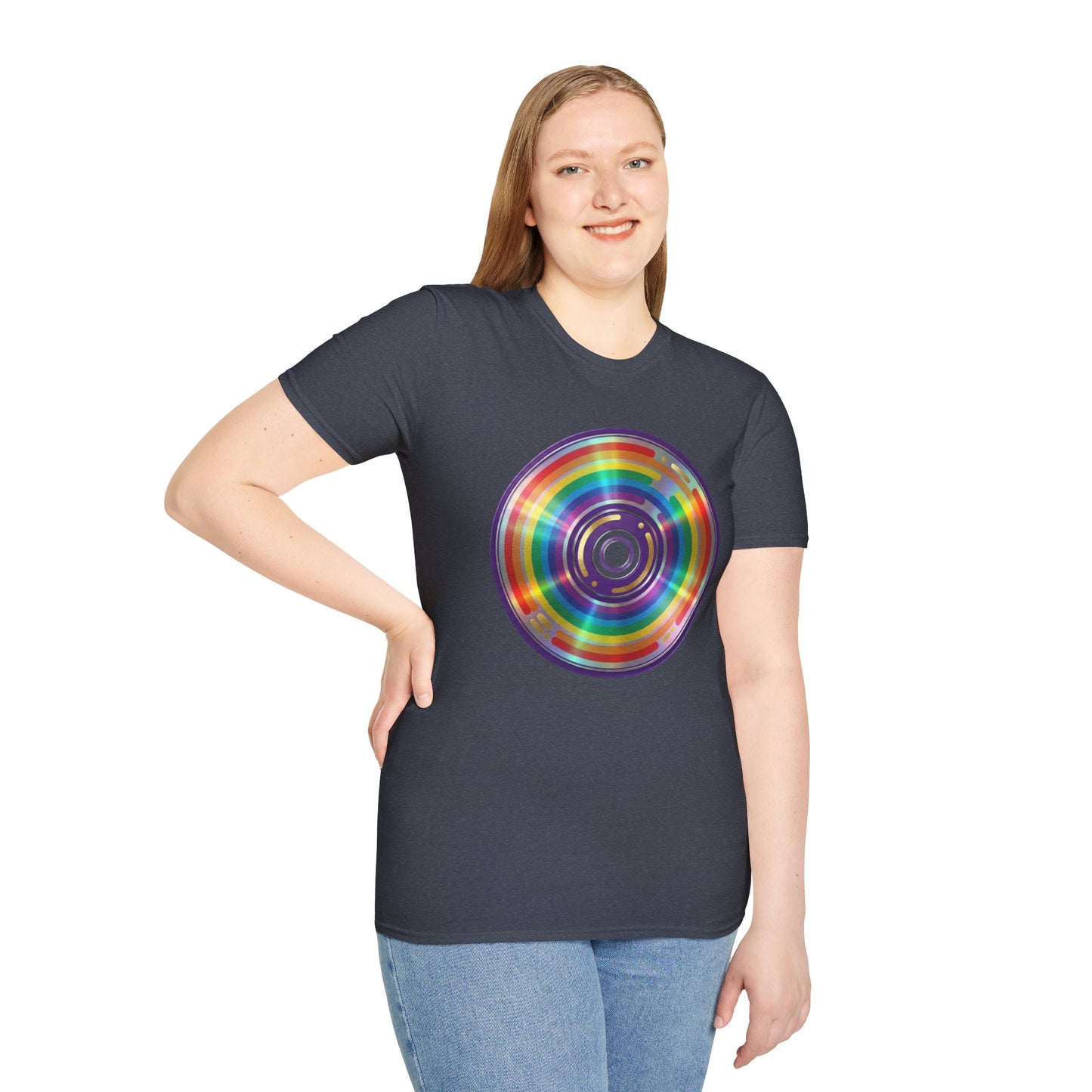 Retro Rainbow CD- Vinyl Record T-Shirt