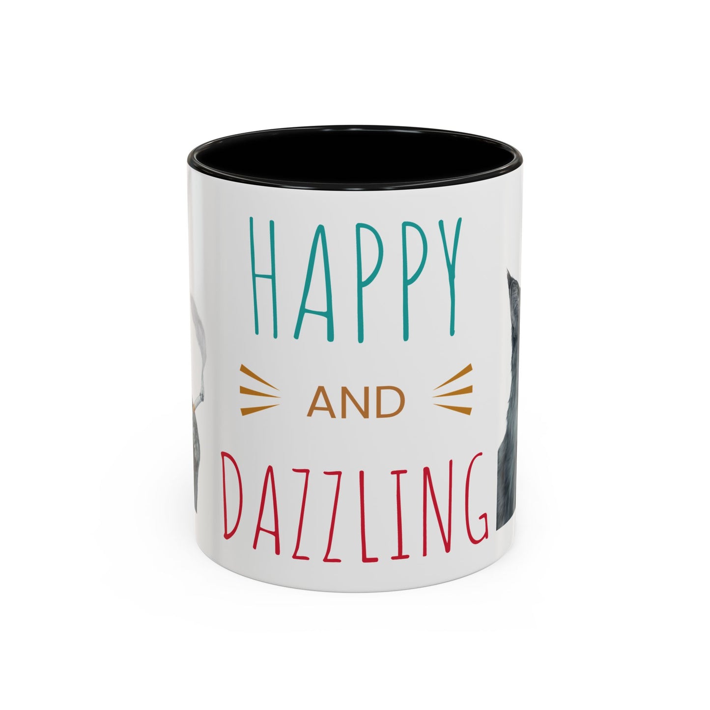 Happy and Dazzling smoking Cat Coffee Mug — Cute Cat smoking a cigarette Illustration Accent Mug (11/15 oz) (free shipping)