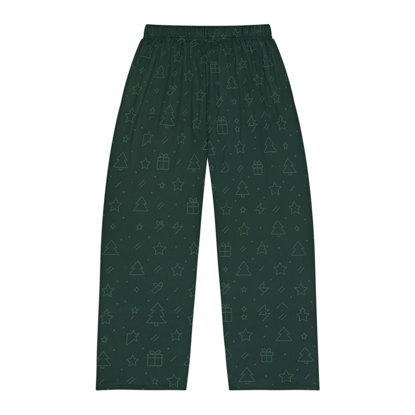Men's Dark Green Holiday Pajama Pants — Minimal Christmas Icons All-Over Print