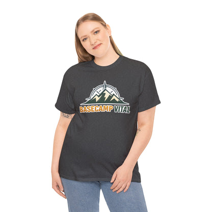 Base Camp Vital Mountain Compass Crewneck T-Shirt | Outdoor Hiking Graphic Tee | Midweight Cotton Trail Shirt (free shipping)