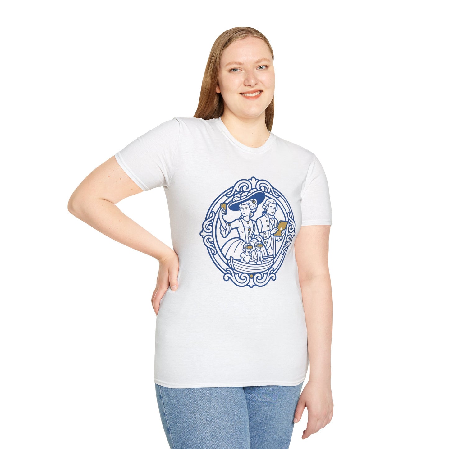 Rococo Smartphone Toile - Captain & First Mate Nautical Crew T-Shirt — Vintage Ship Wheel Illustration