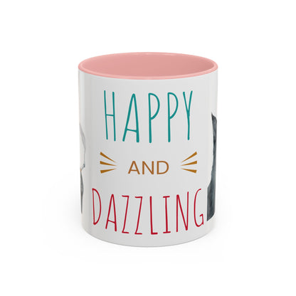 Happy and Dazzling smoking Cat Coffee Mug — Cute Cat smoking a cigarette Illustration Accent Mug (11/15 oz) (free shipping)