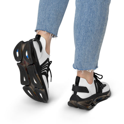 Women’s White Mesh Sneakers — Lightweight Breathable Athletic Shoes with Color-Accent Sole