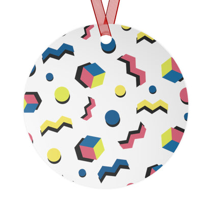 Memphis Geometric Metal Ornament — 80s Retro Bell Decoration