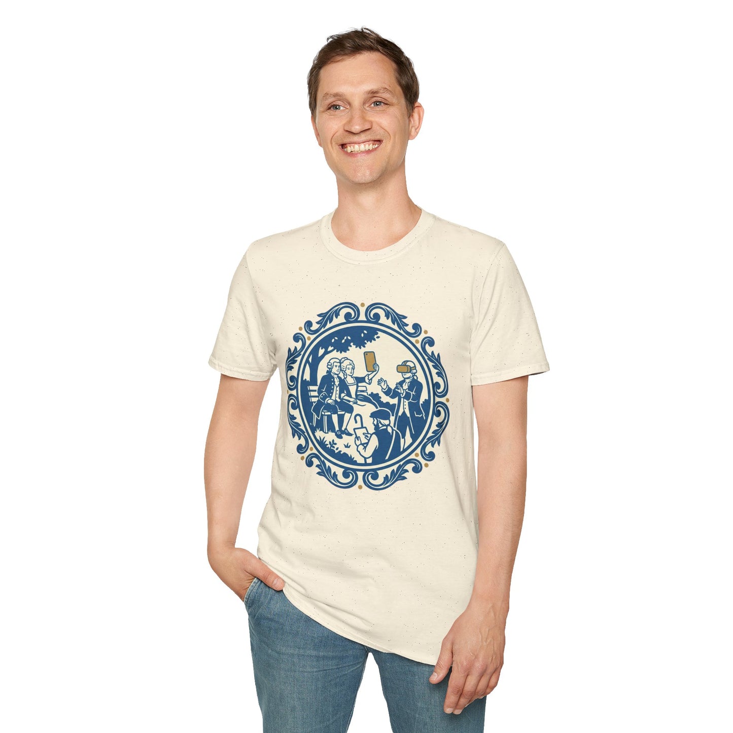 Vintage Blue Rococo Smartphone Toile -  T-Shirt