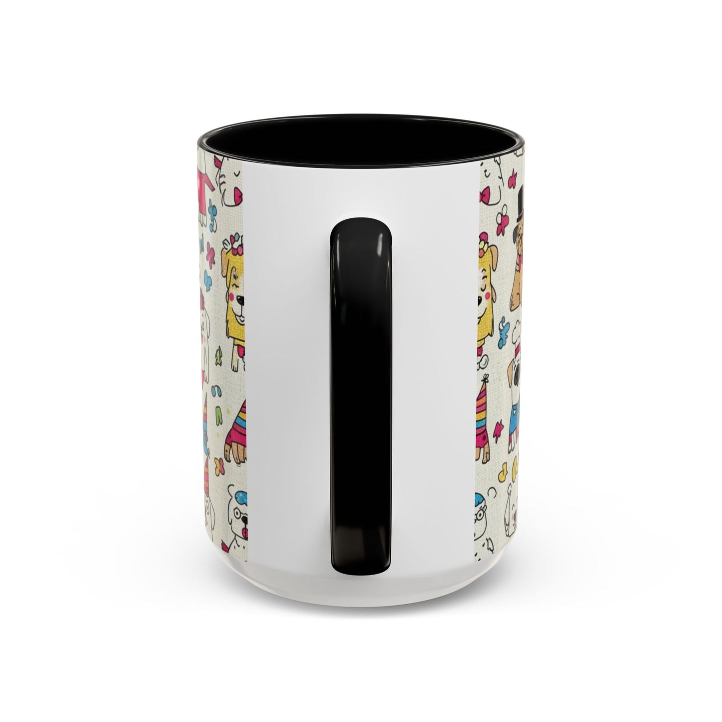 Cute Party Dogs Accent Coffee Mug (11/15oz) — Colorful Puppy Pattern Gift Mug