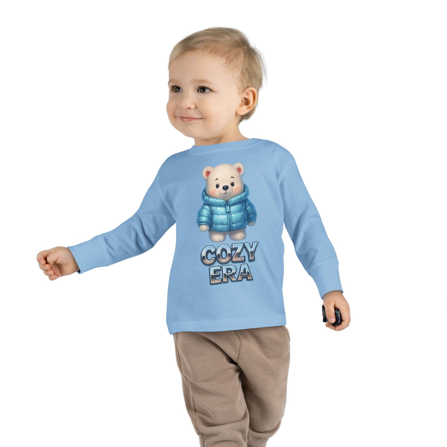 Cozy Era Toddler Long Sleeve Tee — Cute Bear in Puffer Jacket