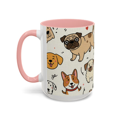 Cute Dog Pattern Accent Coffee Mug – Cute Cartoon Puppies 11/15oz