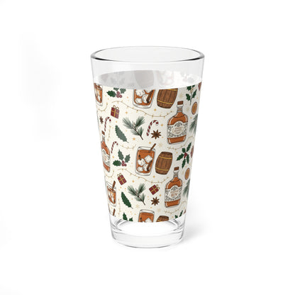 Alcohol Cocktail Mixing Glass — 16oz Holiday Rum Spirits Pattern ( Free Shipping)