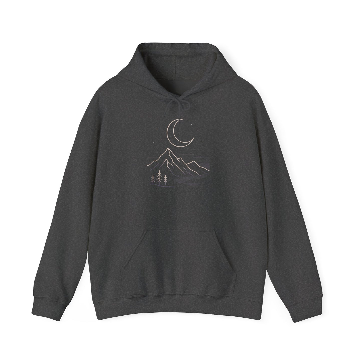Mountain Moonline Hoodie — base camp vital gear- Minimal Crescent & Peaks Graphic Sweatshirt